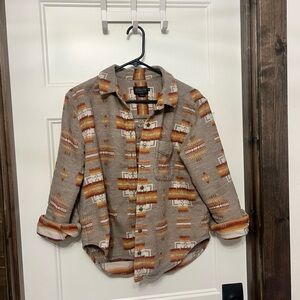 Pendleton Women's Button-Down Shirt - Beige and Orange Pattern